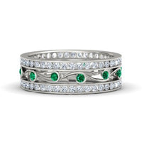 atjewels Round Cut Green Emerald & White CZ .925 Sterling Silver Fancy Band Ring For Women's and Girl's MOTHER'S DAY SPECIAL OFFER - atjewels.in