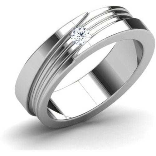 atjewels 14K White Gold Over Sterling White CZ Wedding Band Ring for Women's MOTHER'S DAY SPECIAL OFFER - atjewels.in