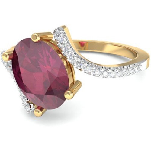 atjewels 0.1 CT 14K Yellow Gold Over Sterling Round Red Ruby Bypass Ring for Women's MOTHER'S DAY SPECIAL OFFER - atjewels.in