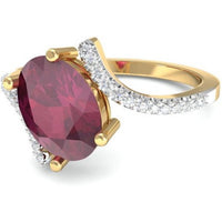 atjewels 0.1 CT 14K Yellow Gold Over Sterling Round Red Ruby Bypass Ring for Women's MOTHER'S DAY SPECIAL OFFER - atjewels.in