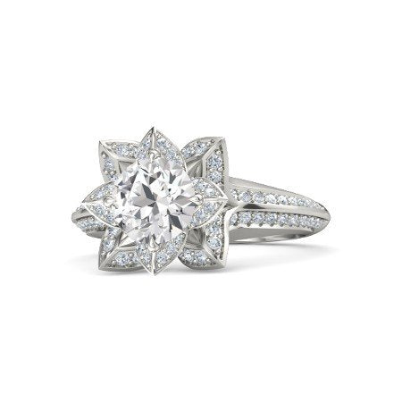 atjewels 925 Sterling Silver Round Cut Multi-Color Gemstone With White Czubic Zircon Lotus Ring For Women's MOTHER'S DAY SPECIAL OFFER - atjewels.in