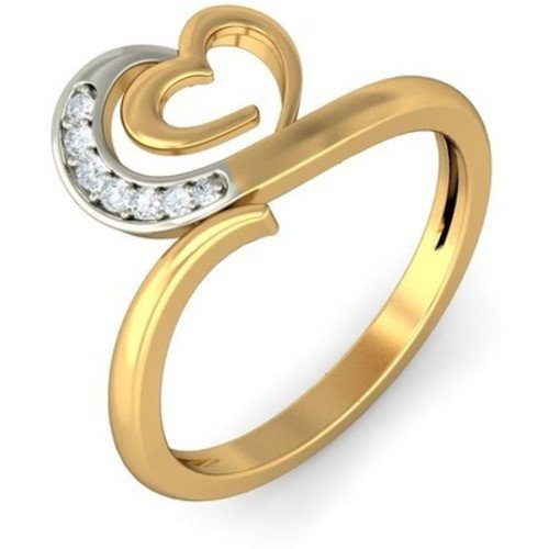 atjewels 0.055 CT 14K Two tone Gold Over Sterling White Diamond Heart Ring for Valentine GIFT MOTHER'S DAY SPECIAL OFFER - atjewels.in