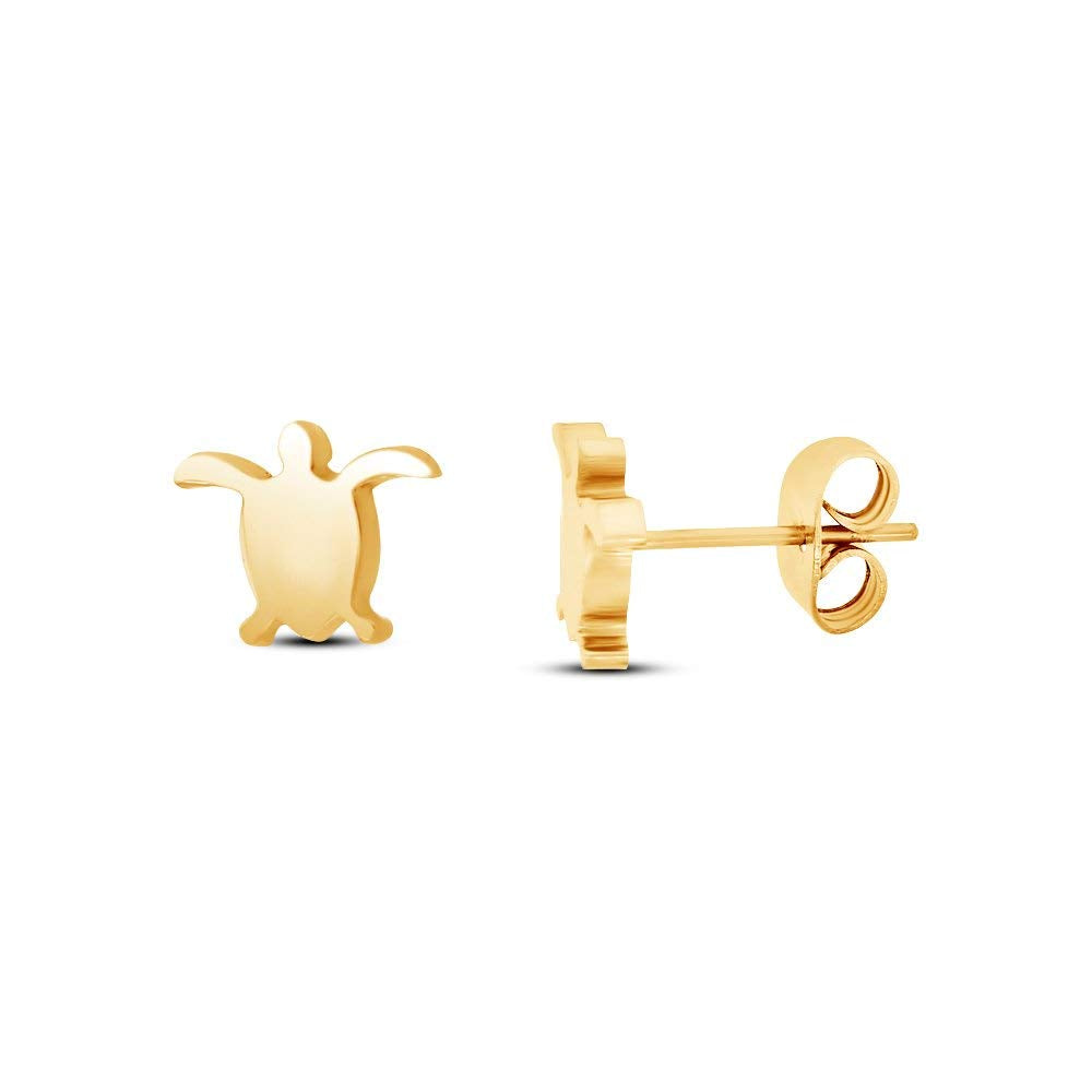 atjewels Tortoise Stud Earrings in 14K Yellow Gold Over 925 Sterling Silver For Women's MOTHER'S DAY SPECIAL OFFER - atjewels.in