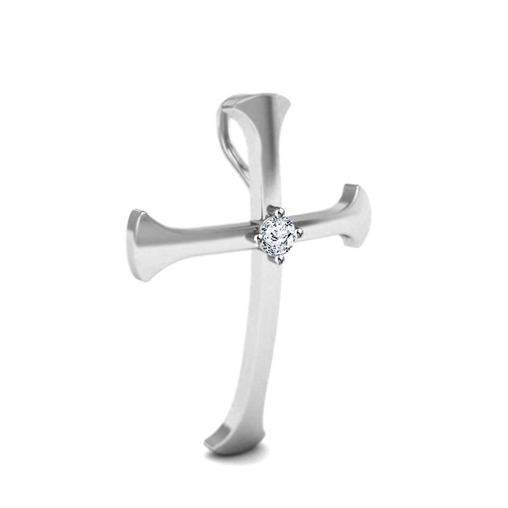 atjewels Cross Pendant In 14k White Gold Plated on 925 Silver White Zirconia MOTHER'S DAY SPECIAL OFFER - atjewels.in