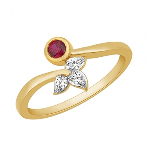 atjewels 14K Twotone Gold Over 925 Sterling Silver Round Red Garnet and White Zirconia Bypass Leaf Ring For Women's MOTHER'S DAY SPECIAL OFFER - atjewels.in