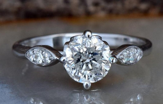1 CT Round Cut Diamond 925 Sterling Silver Women Engagement Promise Ring