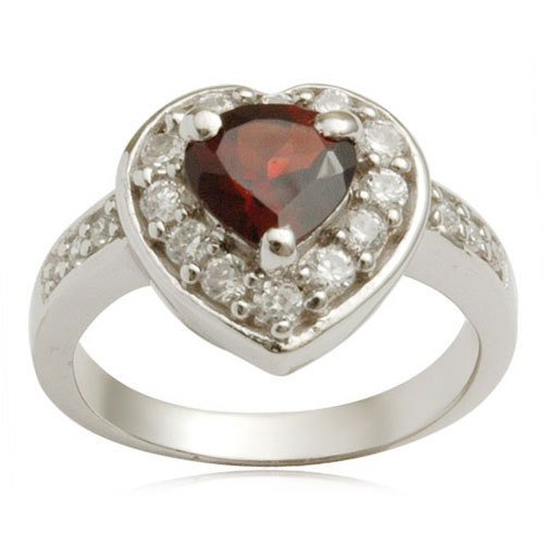 atjewels 925 Sterling Silver Pear Cut Red Garnet and White CZ Solitaire Size US 6.5 MOTHER'S DAY SPECIAL OFFER - atjewels.in