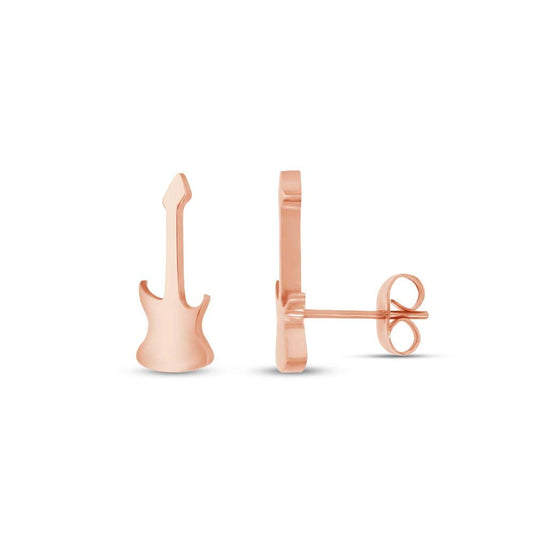 atjewels Guitar Stud Earrings in 14k Rose Gold Plated on 925 Sterling Silver For Women's MOTHER'S DAY SPECIAL OFFER - atjewels.in