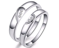 atjewels 14K White Gold Over 925 Sterling White CZ Heart Couple Ring For His & Her MOTHER'S DAY SPECIAL OFFER - atjewels.in