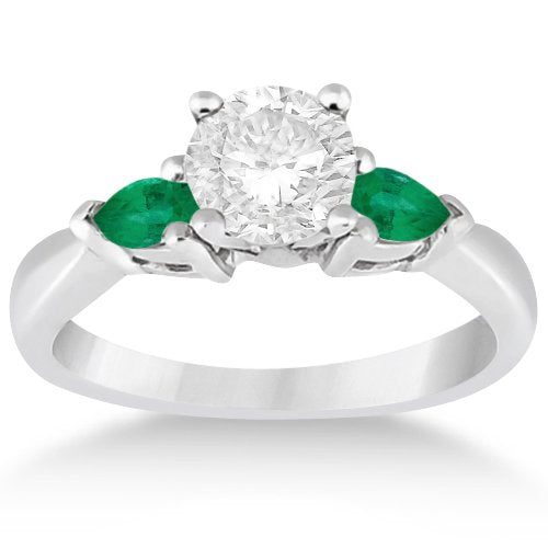 atjewels 14k White Gold Over .925 Silver 0.50 CT Pear Cut Three Stone Emerald Engagement Ring For Women's MOTHER'S DAY SPECIAL OFFER - atjewels.in