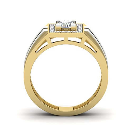 atjewels 18K Two Tone Gold Over White Diamond Engagement and Wedding Band Ring in .925 Silver MOTHER'S DAY SPECIAL OFFER - atjewels.in