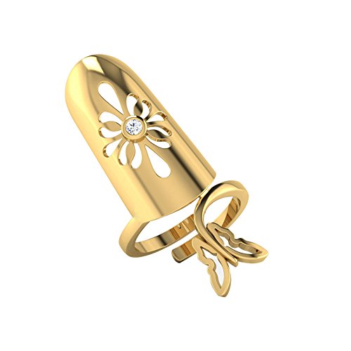 atjewels Round Cut White CZ 14k Yellow Gold .925 Sterling Silver Butterfly Adjustable Nail Ring For Girl's & Women's For MOTHER'S DAY SPECIAL OFFER - atjewels.in