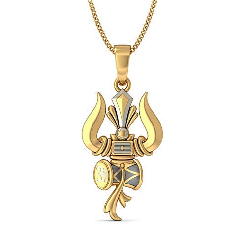 ATJewels Two Tone Gold Over 925 Sterling Silver OM Religious With Trishul Pendant - atjewels.in