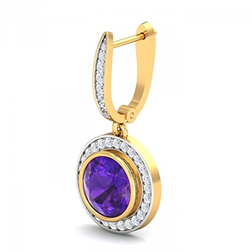 atjewels 14K Yellow Gold Over on .925 Sterling Silver Round Cut amethyst & White CZ Drop Earrings For Women's MOTHER'S DAY SPECIAL OFFER - atjewels.in