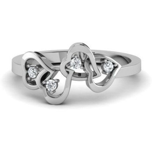 atjewels 14K White Gold Over 925 Sterling Heart Ring For Women's MOTHER'S DAY SPECIAL OFFER - atjewels.in