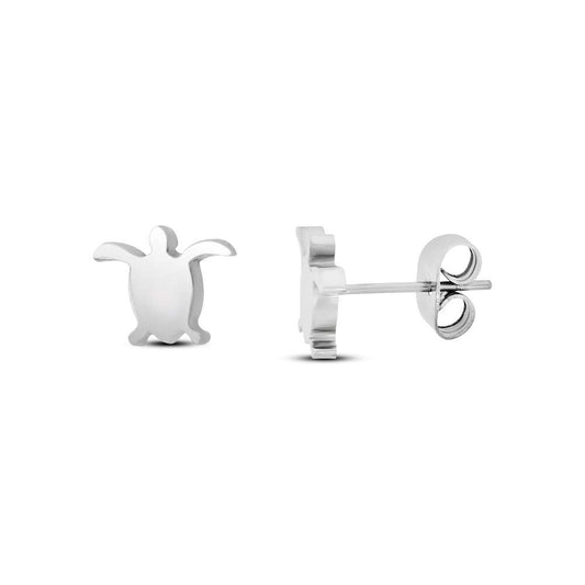 atjewels Tortoise Stud Earrings in 14K White Gold Over 925 Sterling Silver For Women's MOTHER'S DAY SPECIAL OFFER - atjewels.in