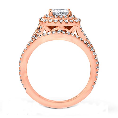 atjewels 14K Strawberry Gold Over .925 Silver Princess Cut Bridal Set Ring Free Sizing For Women's MOTHER'S DAY SPECIAL OFFER - atjewels.in