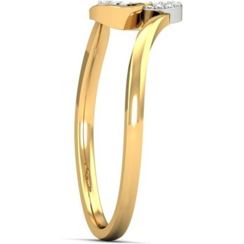 Anopchand Tilokchand Jewellers 0.18 Ct 14K Yellow Gold Over Sterling Round White Cz Cross Heart Ring For Women - atjewels.in