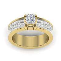 atjewels 18K Two Tone Gold Over White Diamond Solitaire w/Accents Engagement Ring in 925 Silver MOTHER'S DAY SPECIAL OFFER - atjewels.in