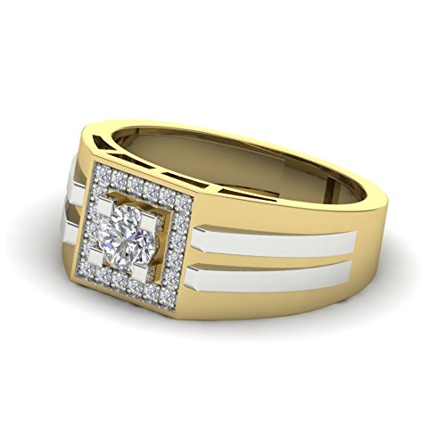 atjewels 18K Two Tone Gold Over White Diamond Engagement and Wedding Band Ring in .925 Silver MOTHER'S DAY SPECIAL OFFER - atjewels.in