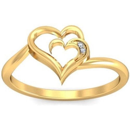 atjewels 14K Yellow Gold Over .925 Sterling White CZ Diamond in Pave Set Promise Heart RING For Women's Free Sizing MOTHER'S DAY SPECIAL OFFER - atjewels.in