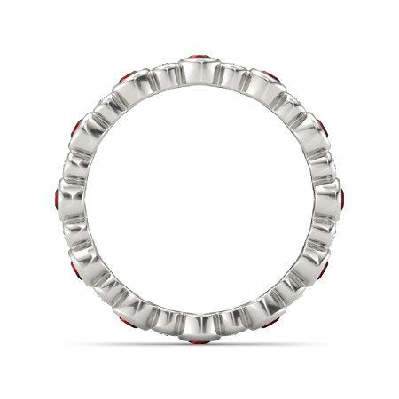 Red Garnet and White 14k White Gold Over .925 Sterling Seed & Pod Eternity Band Ring MOTHER'S DAY SPECIAL OFFER - atjewels.in