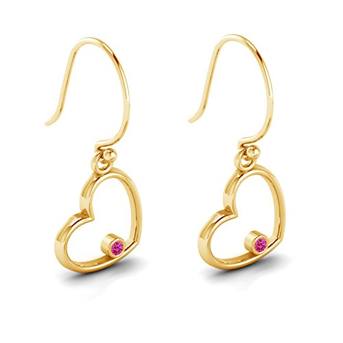 atjewels 14K Yellow Gold Over Silver Round White CZ Heart Dangle Hook Earrings For Women's MOTHER'S DAY SPECIAL OFFER - atjewels.in