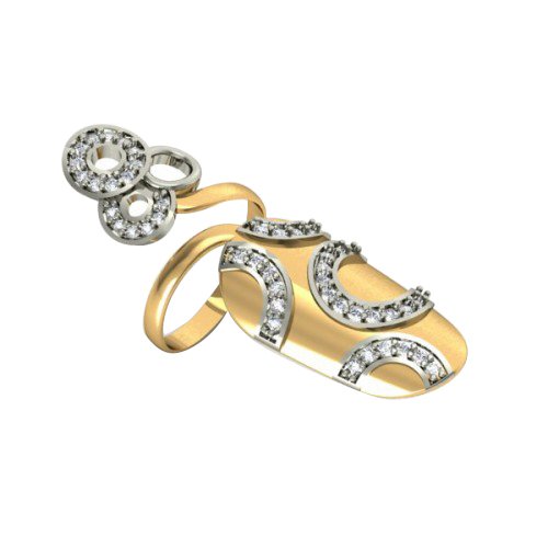 atjewels Round Cut White CZ 14k Yellow Gold .925 Sterling Silver Adjustable Nail Ring For Girl's & Women's For MOTHER'S DAY SPECIAL OFFER - atjewels.in