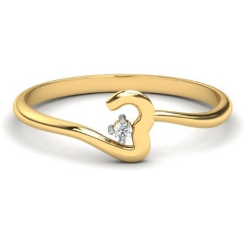 atjewels 0.015 CT 14K Yellow Gold Over Sterling White CZ Diamond Cut Heart Ring for Women's MOTHER'S DAY SPECIAL OFFER - atjewels.in