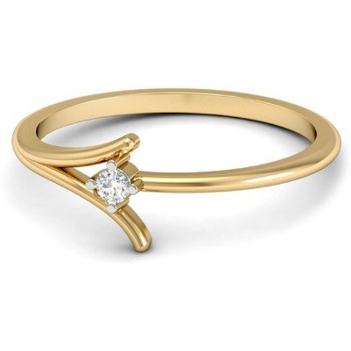 Anopchand Tilokchand Jewellers 14K Yellow Gold Over 925 Sterling Silver White Cubic Zirconia Diamond Solitaire Engagement Wedding Ring for Women's - atjewels.in
