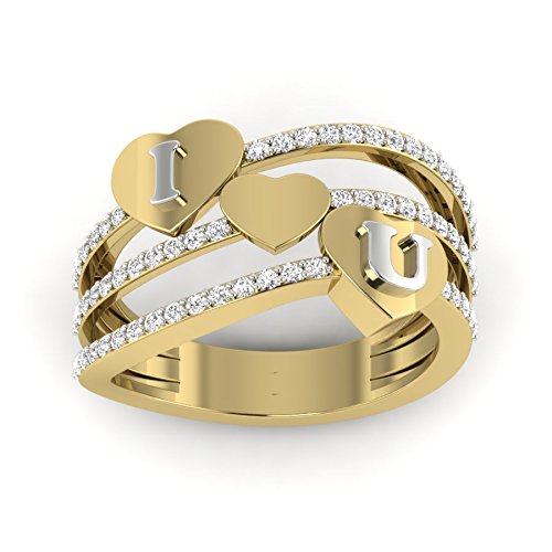 atjewels 18K Two tone Gold Over .925 Sterling Silver Round White Cubic Zirconia love for Couple Ring Size - 6 Available - atjewels.in