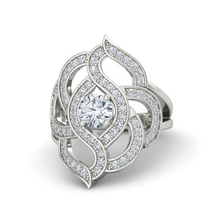 atjewels Solid 925 Sterling Silver Round cut White Cubic Zirconia Disney Cocktail Brilliant Ring Free Size MOTHER'S DAY SPECIAL OFFER - atjewels.in