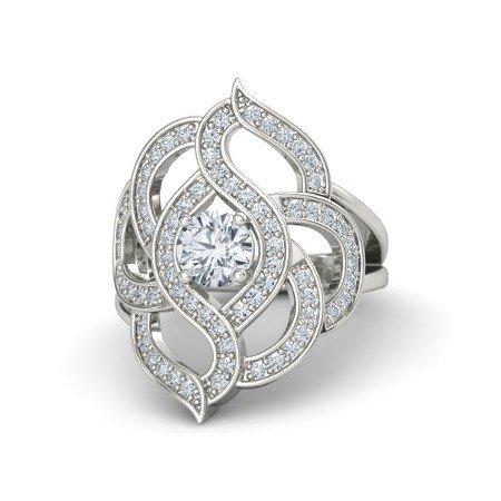 atjewels Solid 925 Sterling Silver Round cut White Cubic Zirconia  Cocktail Brilliant Ring Free Size MOTHER'S DAY SPECIAL OFFER - atjewels.in