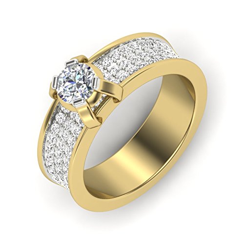 atjewels 18K Two Tone Gold Over White Diamond Solitaire w/Accents Engagement Ring in 925 Silver MOTHER'S DAY SPECIAL OFFER - atjewels.in
