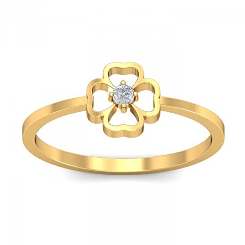 atjewels 18K Yellow Gold On Solid 925 Sterling Silver White Simulated Diamond Solitaire Flower Ring MOTHER'S DAY SPECIAL OFFER - atjewels.in