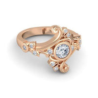 atjewels 14K Rose Gold Over 925 Silver White Cubic Zirconia  Engagement and Flamenco Ring For Womens MOTHER'S DAY SPECIAL OFFER - atjewels.in