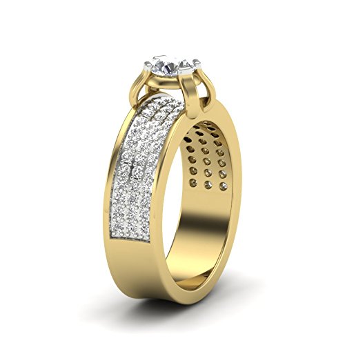 atjewels 18K Two Tone Gold Over White Diamond Solitaire w/Accents Engagement Ring in 925 Silver MOTHER'S DAY SPECIAL OFFER - atjewels.in