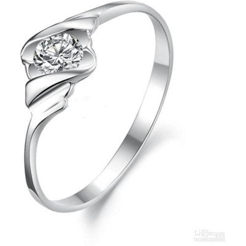 atjewels 14K White Gold Over Sterling Silver White CZ Solitaire Ring for Women's MOTHER'S DAY SPECIAL OFFER - atjewels.in