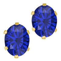 atjewels 14K Yellow Gold Over Sterling Silver Oval Blue Sapphire Stud Earrings For Women's MOTHER'S DAY SPECIAL OFFER - atjewels.in
