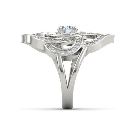 atjewels Solid 925 Sterling Silver Round cut White Cubic Zirconia Disney Cocktail Brilliant Ring Free Size MOTHER'S DAY SPECIAL OFFER - atjewels.in
