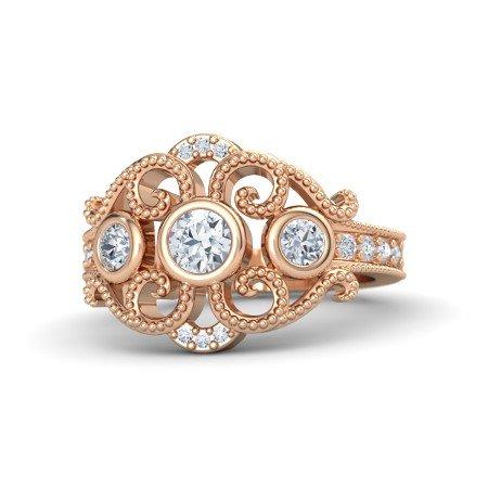atjewels 14k Rose Gold On 925 Silver White Simulated Diamond  Princess M Engagement Ring MOTHER'S DAY SPECIAL OFFER - atjewels.in
