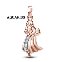 atjewels 18K Rose Gold Plated On 925 Sterling Silver Round Cut White Cubic Zirconia Aquarius Zodiac Pendant MOTHER'S DAY SPECIAL OFFER - atjewels.in