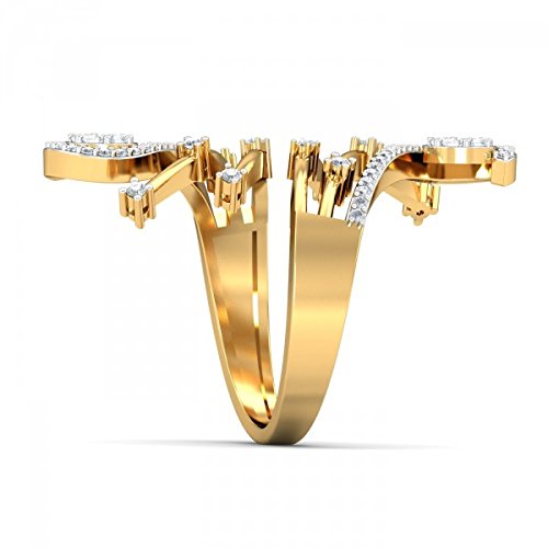 atjewels 18K Yellow Gold On 925 Sterling Silver White CZ Cocktail Brilliant Ring MOTHER'S DAY SPECIAL OFFER - atjewels.in