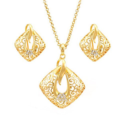 atjewels Round Cut White CZ 14k Yellow Gold Over .925 Sterling Silver Fashion Pendant & Earrings For Girl's & Women's (Jewelry Set) MOTHER'S DAY SPECIAL OFFER - atjewels.in