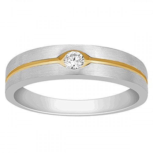 atjewels 14K White and Yellow Gold Over 925 Sterling Round White Zirconia Solitaire Engagement Ring MOTHER'S DAY SPECIAL OFFER - atjewels.in