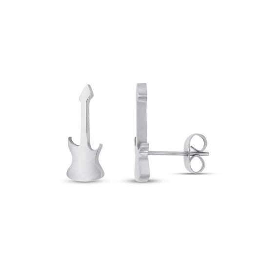 atjewels Guitar Stud Earrings in 14k White Gold Plated on 925 Sterling Silver For Women's MOTHER'S DAY SPECIAL OFFER - atjewels.in