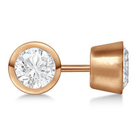 atjewels 14K Rose Gold Over .925 Silver Round White CZ Bezel Setting Stud Earrings MOTHER'S DAY SPECIAL OFFER - atjewels.in