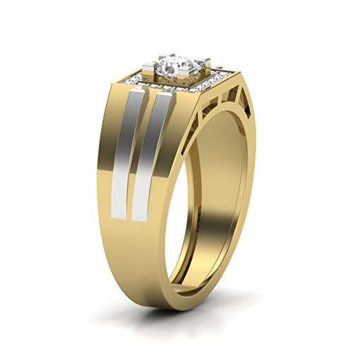 atjewels 18K Two Tone Gold Over White Diamond Engagement and Wedding Band Ring in .925 Silver MOTHER'S DAY SPECIAL OFFER - atjewels.in