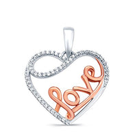 atjewels 14K White and Rose Gold Over 925 Sterling Silver Round White Zirconia Heart Love Pendant Without Chain MOTHER'S DAY SPECIAL OFFER - atjewels.in