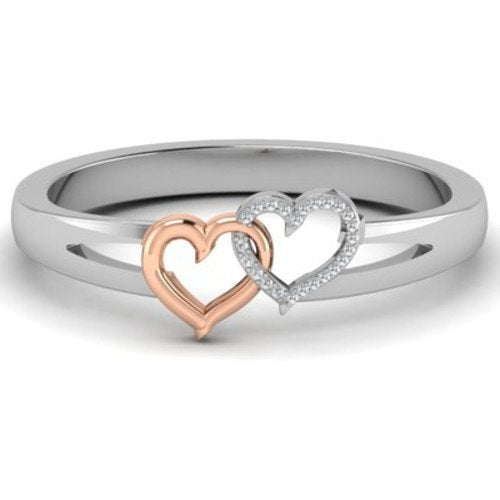 atjewels 14K Two Tone Gold Over Sterling Connecting Heart Ring for Women's For Women's MOTHER'S DAY SPECIAL OFFER - atjewels.in